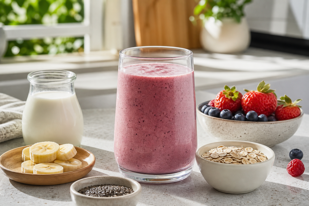 Herbalife products for beginners breakfast shake with berries and oats
