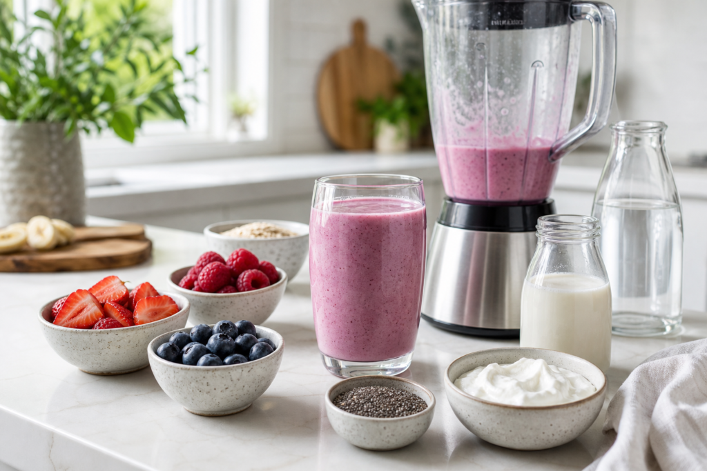 Herbalife shake with Greek yoghurt berry smoothie recipe