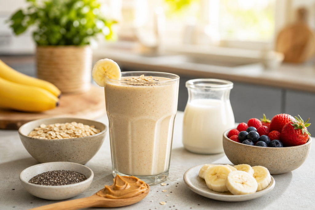 Herbalife shake with peanut butter breakfast idea