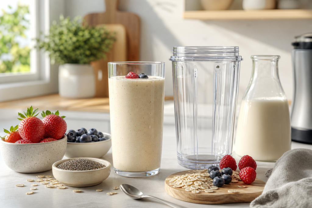 Herbalife shake without banana with berries and chia seeds