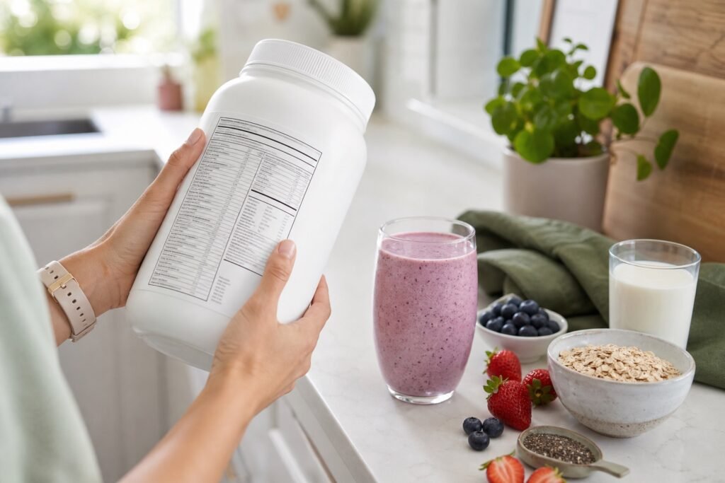 Herbalife product labels Australia reading guide with berry shake