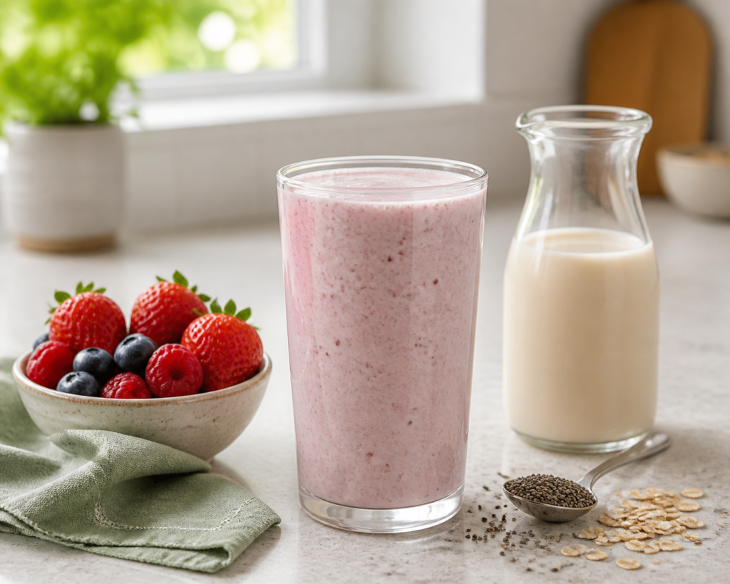 Herbalife shake with soy milk and mixed berries