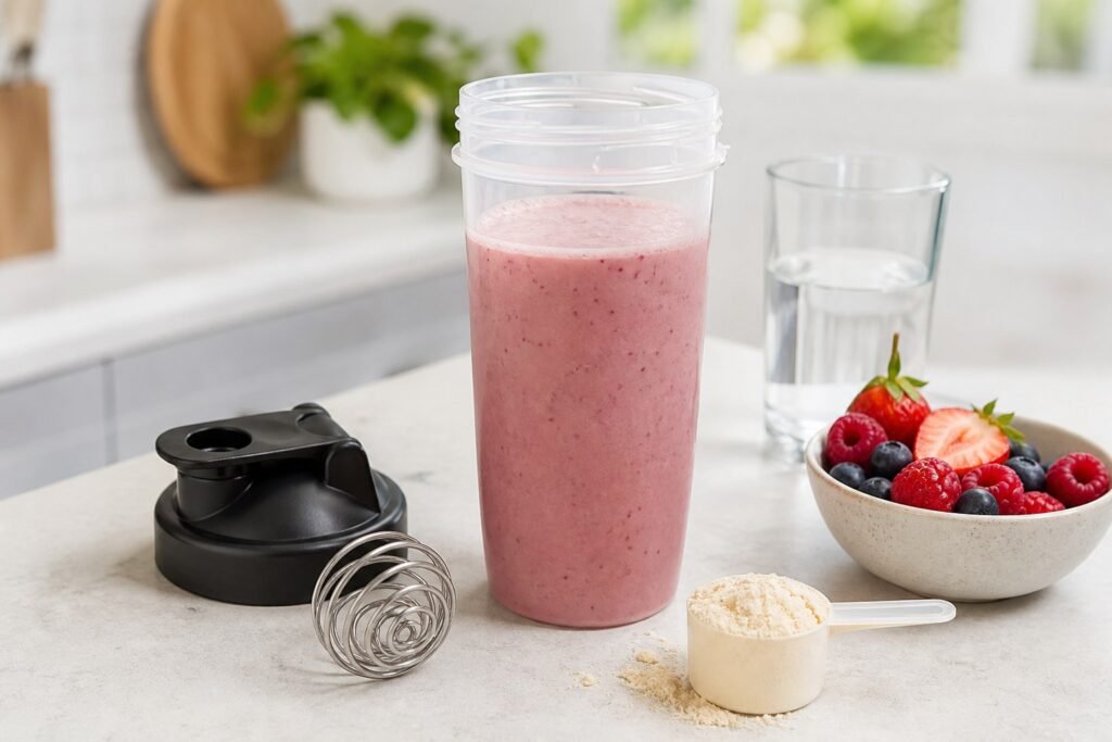 How to use a Herbalife shaker bottle for a berry shake